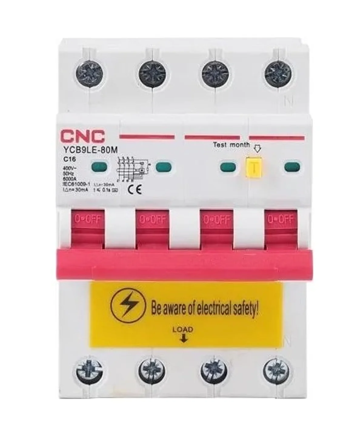 Диференційний автоматичний вимикач CNC YCB9LE-80M 4P C16 6000A 30mA 230V