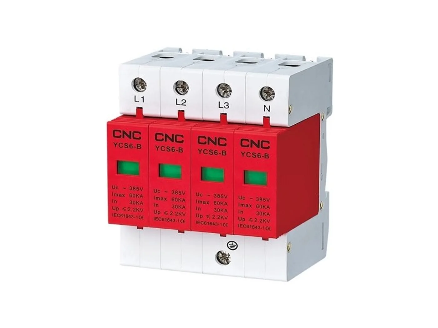 Обмежувач імпульсних перенапруг CNC YCS6-B 4P 30-60KA 385V
